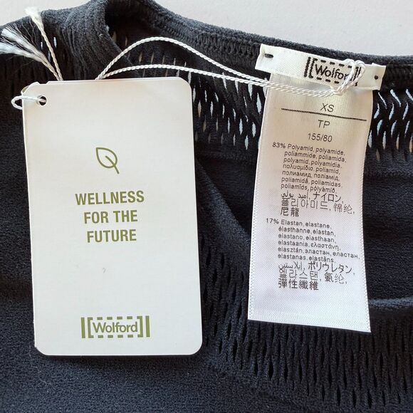 NWT Wolford Net Lines Body Laser-Cut Short Sleeve Bodysuit in Black Size XS - Picture 9 of 14